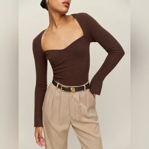 Reformation Glenna Cashmere Sweater brown